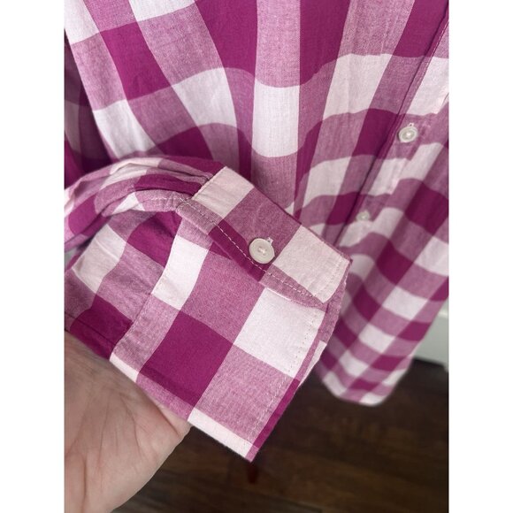 NWT Maeve Anthropologie Bennett Pink White Plaid Button Down Shirt XL Oversized - Picture 12 of 15
